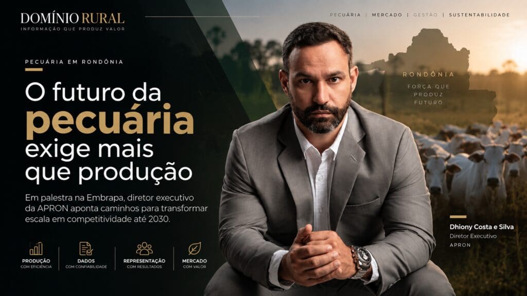 Dhiony Costa e Silva, diretor executivo da APRON, em destaque em matéria sobre perspectivas e competitividade da pecuária de Rondônia.
